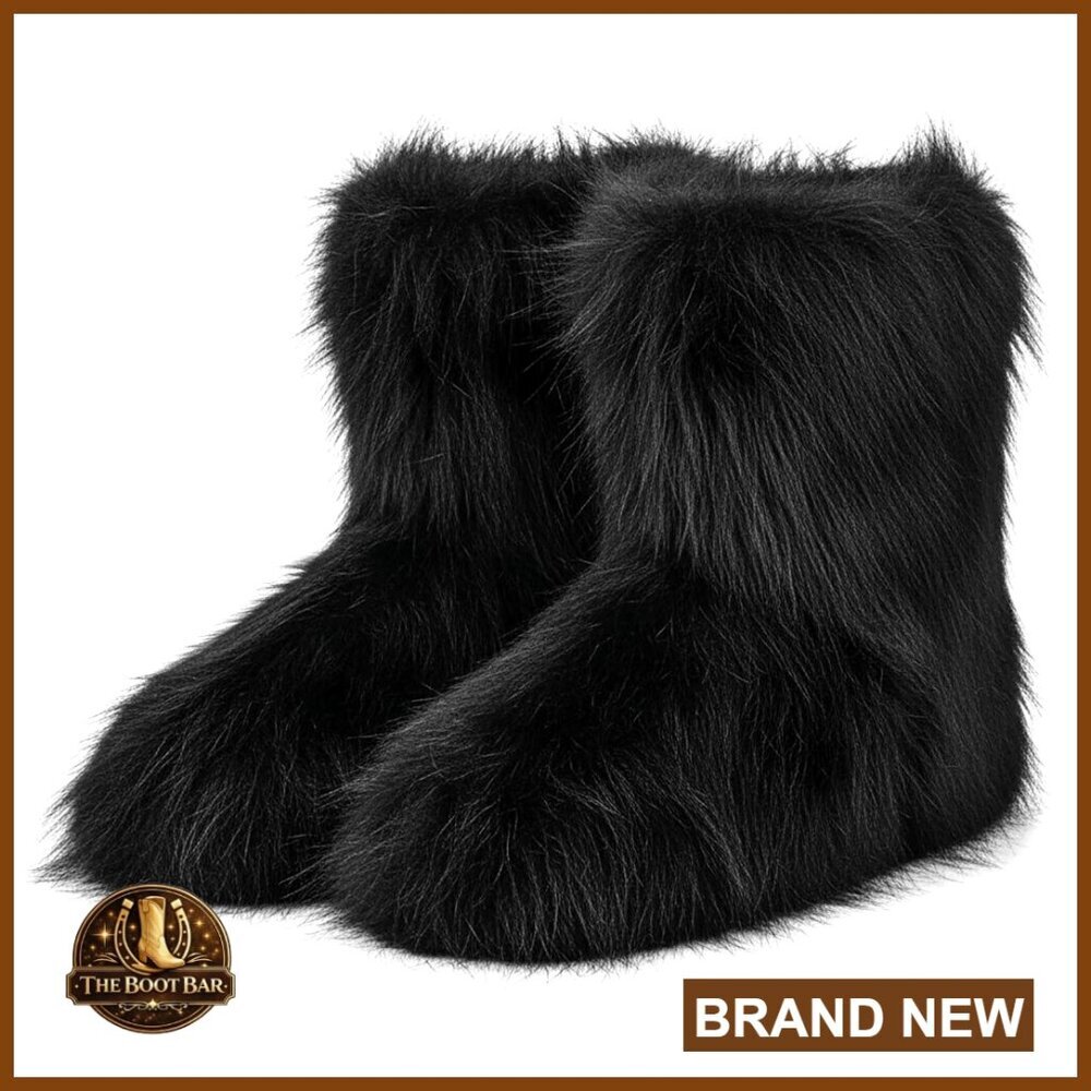 Faux Fur Snow Boots Women Mid-Calf Winter Outdoor Flat Shoes